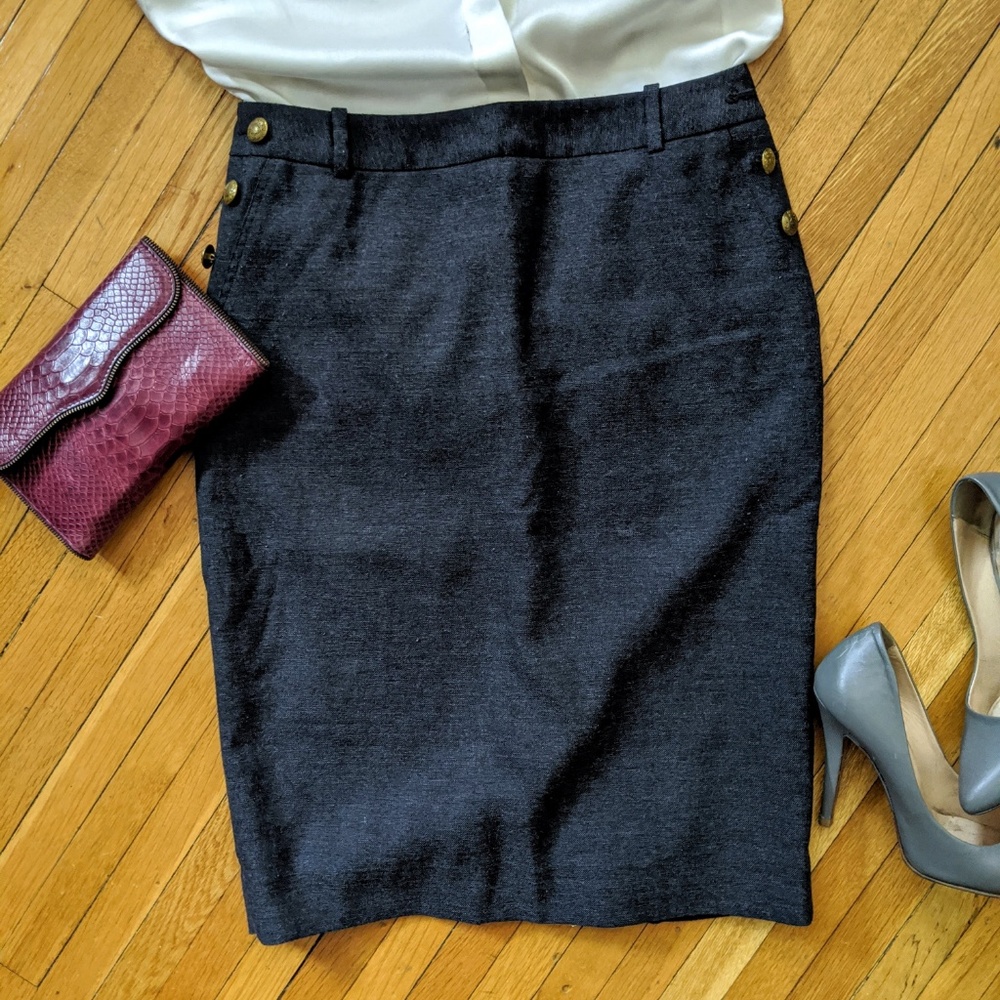 The Limited Crest Gold Button Pencil Skirt